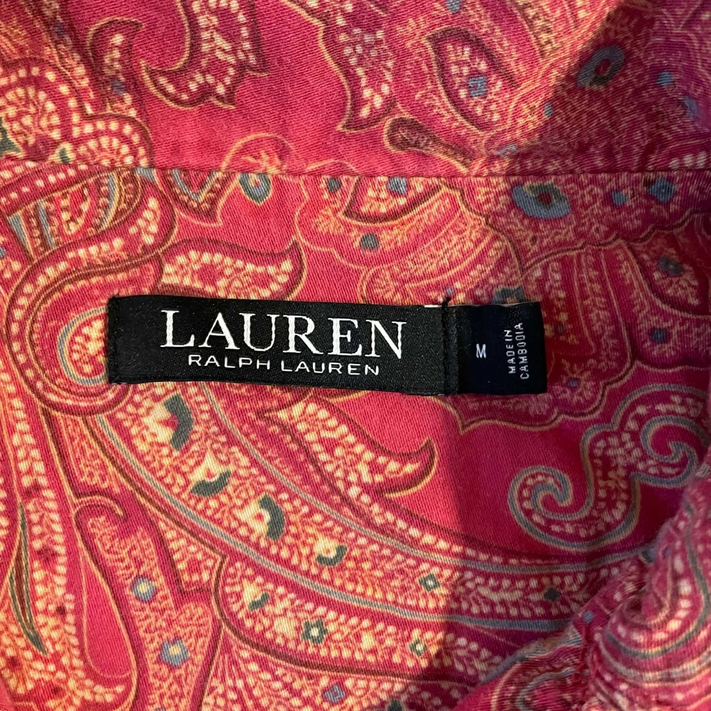 Lauren Ralph Lauren Medium Pink Paisley Cotton Blend Pajama Sleep Shirt Womens - Picture 3 of 8